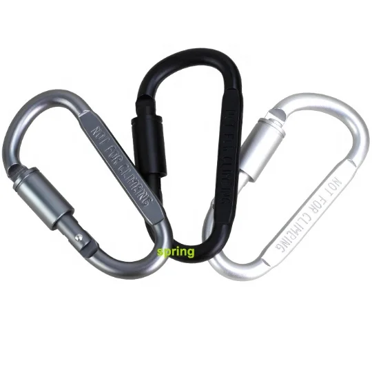 D-shaped quick-hang Carabiner Snap Keyring Outdoor Safety Aluminium Climbing Carabiner Buckle With Lock Camping Hook Keychain