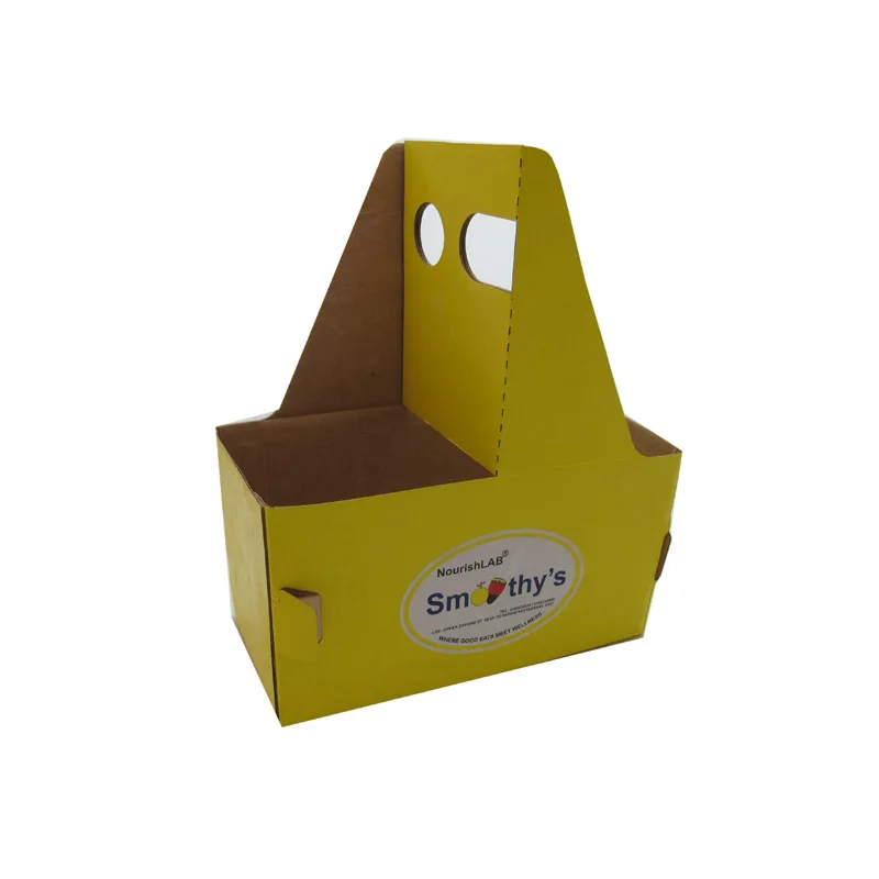 Custom Colored Printing Recycled Kraft Paper Corrugated Cardboard Box Carrying 4 Pack Wine Beer Bottle Carrier Holder