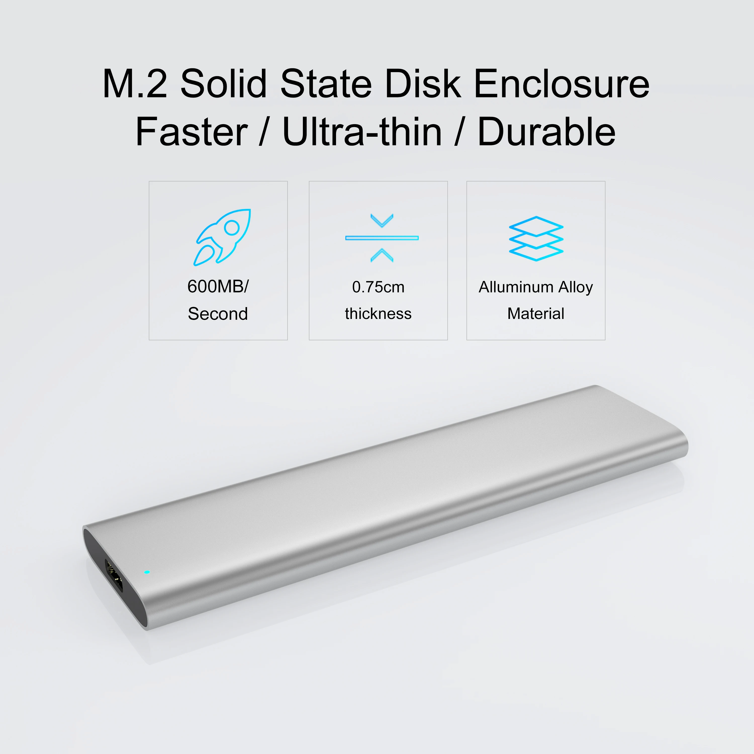 M.2 SSD Enclosure M2 SATA NGFF to USB Type C Adapter Aluminum 6Gbps B-Key Hard Drive External Case for 2230 2242 2260 2280