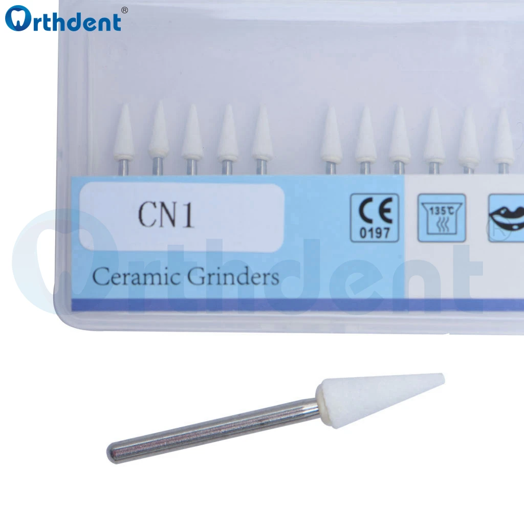 12 Pcs/Pack Dental Polishing White Stone FG CN1 Handpiece Burs Cone Flame Drills Aluminum Oxide Dentist Lab Teeth Whiting Tools