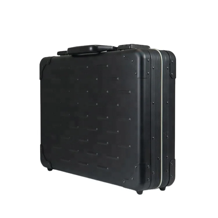 Black Hard Shell Secure Lock Men Salesman Lawyer Aluminum Laptop Briefcase