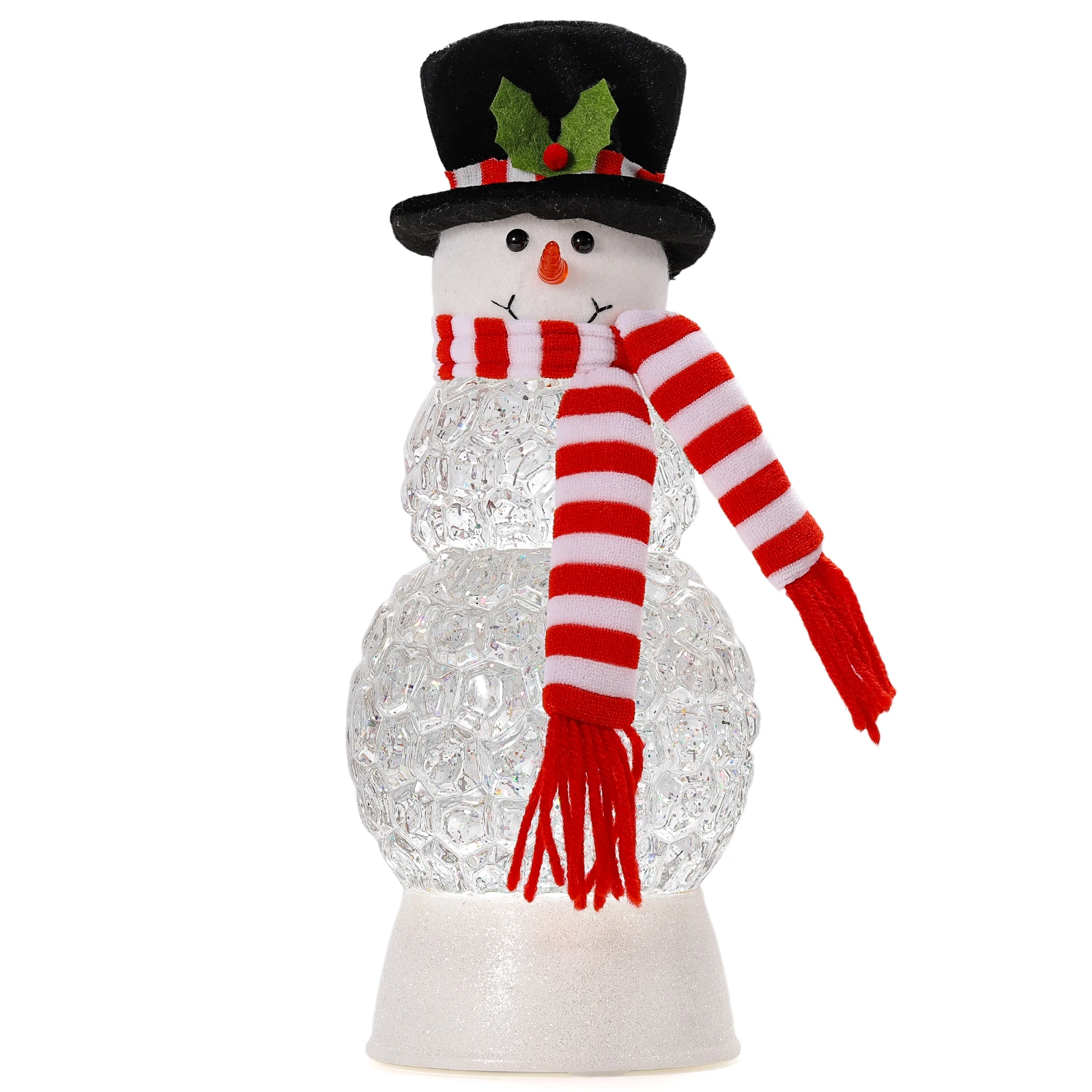 Christmas Decorations 8 Songs Swirling Glitters Lighted Snowman Christmas Decorations with Scarf for Home Decor Xmas Gift