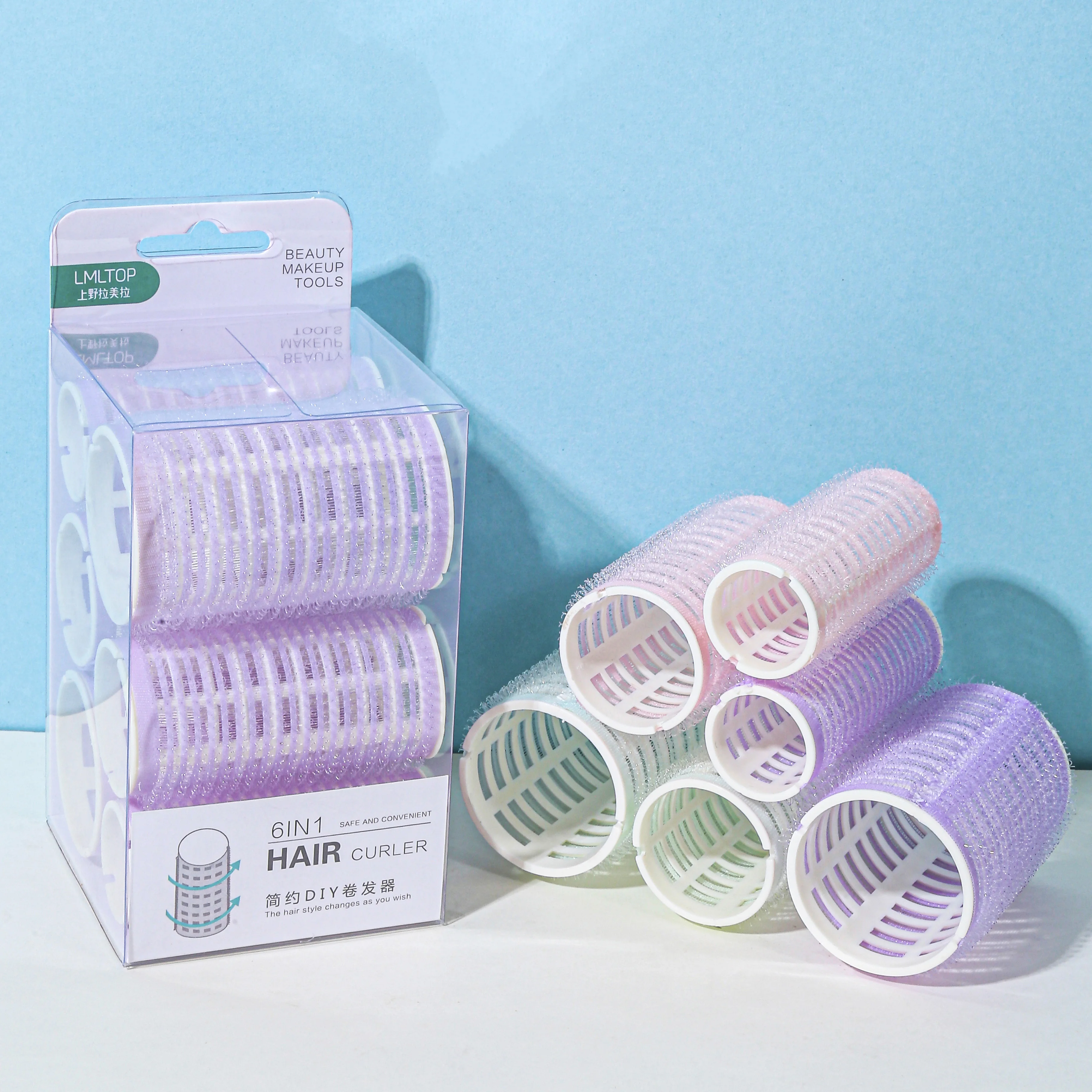 LMLTOP 3 Size Hair Roller Set C201 Heatless Salon Equipment Mesh Hair Rollers Plastic Diy Wave Hair Curler With Clips Pin