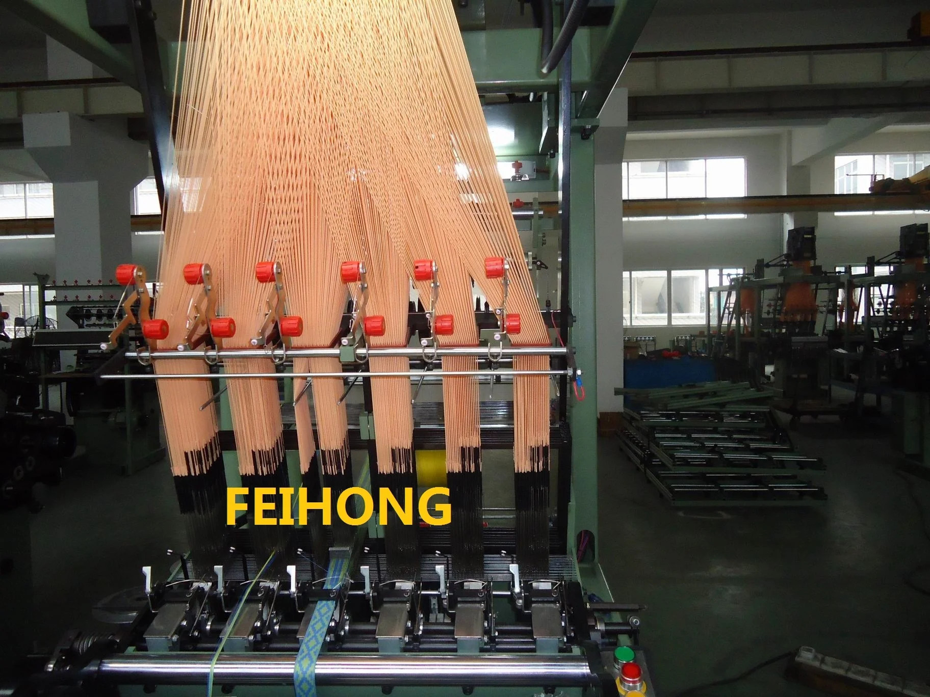 
High speed computerized narrow fabric weaving shuttleless jacquard loom machine 