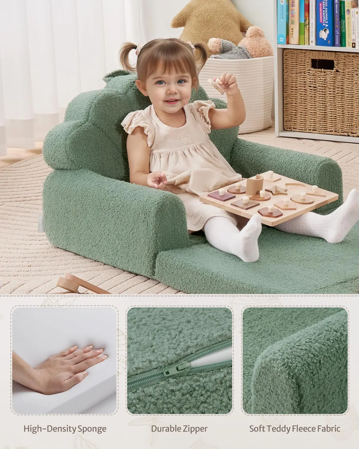 2024 New product sponge 2-in-1 foldable washable kids play sofa for kids play room