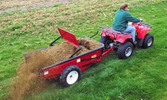 Small farm manure throwing truck hanging ATV