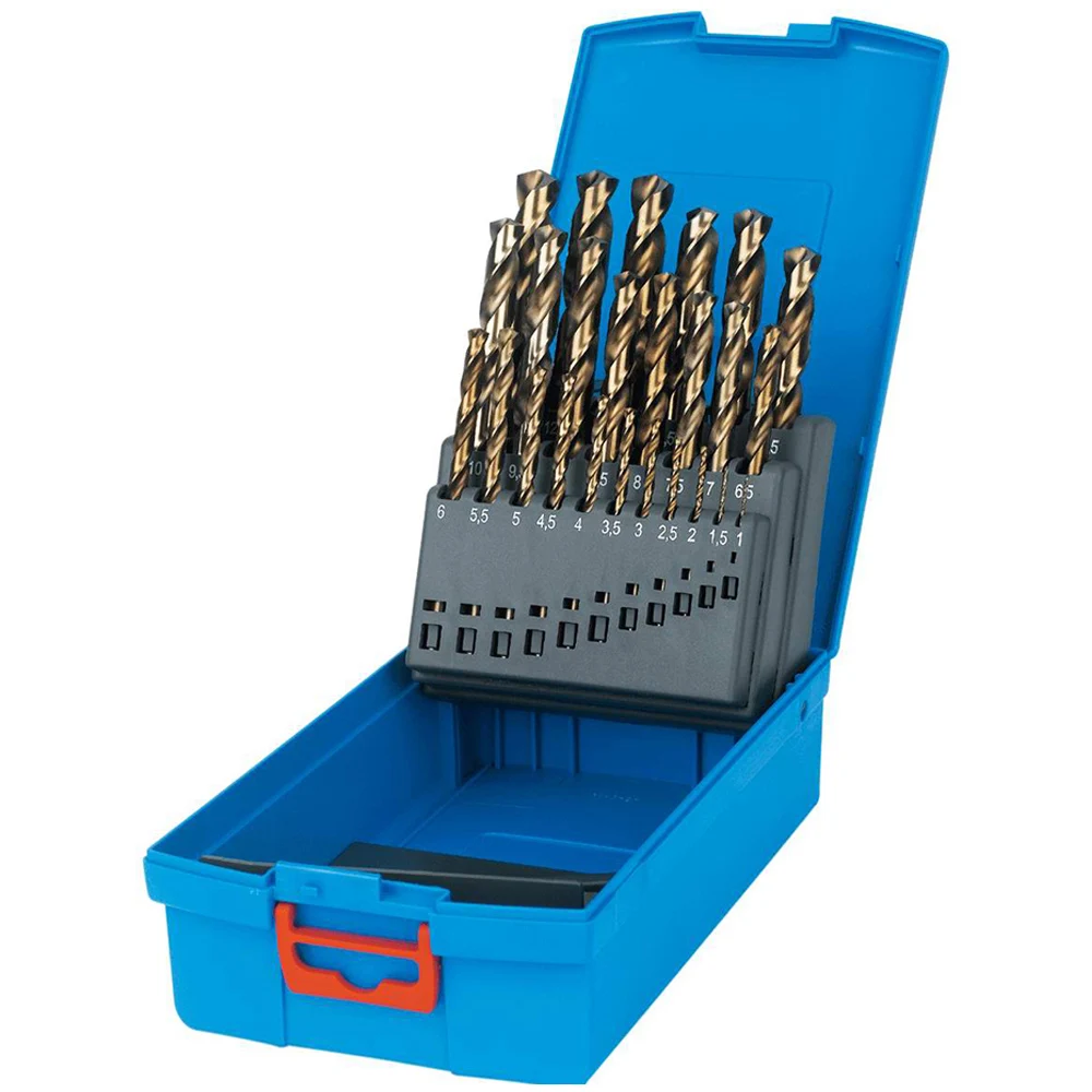 25pcs tools set HSS-E Cobalt twist drill bits DIN338 M35 split point high quality metal case for metal drilling