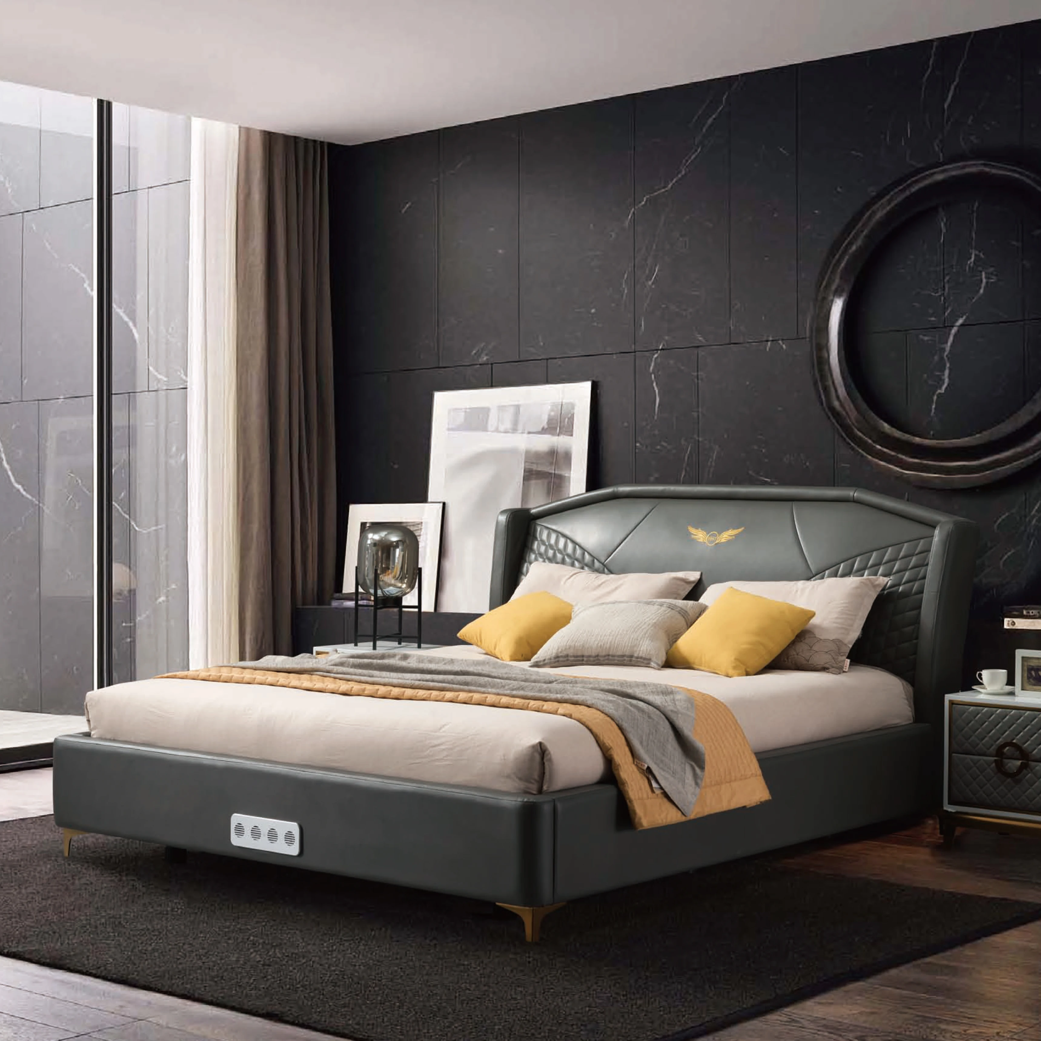 Healthtec bedroom furniture modern luxury okin motor metal vibrating massage electric adjustable bed frame with mattress