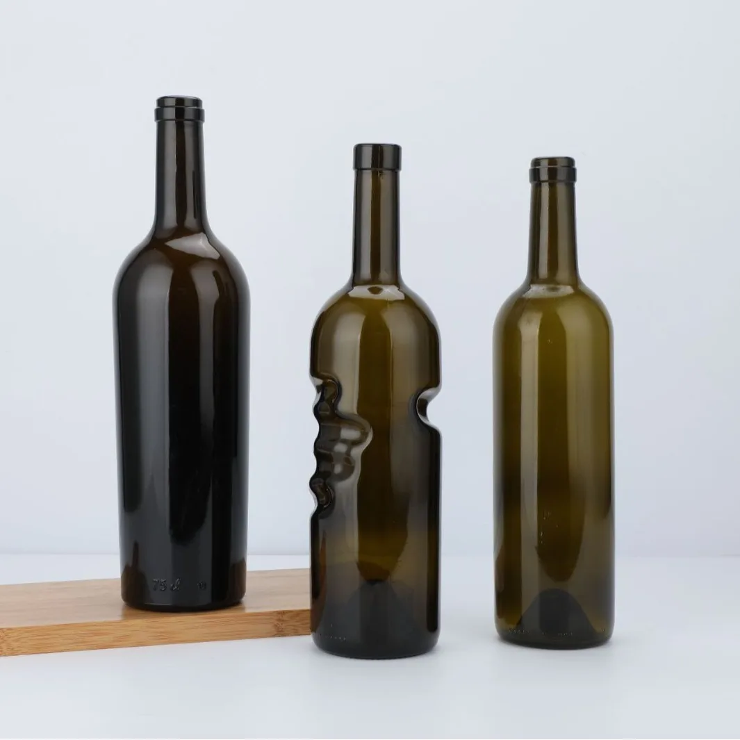 500ml 750ml Red Wine Bottle Dark Green Empty Luxury Manufacturers Champagne Burgundy Wine Glass Bottles with Corks