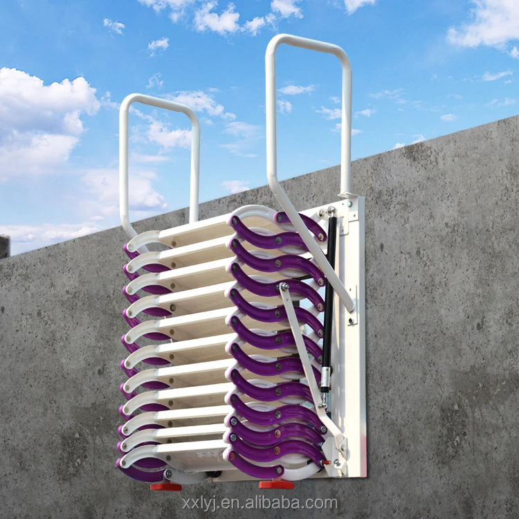 Wall-mounted carbon steel expansion ladder for household use