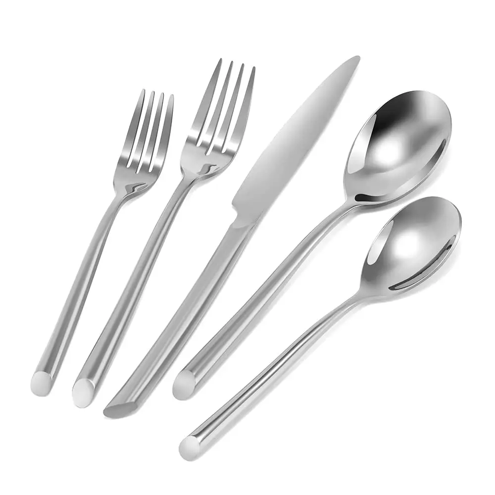 Factory Stainless Steel Simple Spoon And Fork Sets Flatware Silverware Banquet Home Silver Restaurant Hotel Cutlery Set