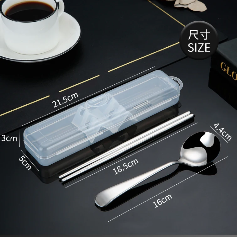 Outdoor 304 Stainless Steel Spoon Chopsticks Set Cutlery Portable