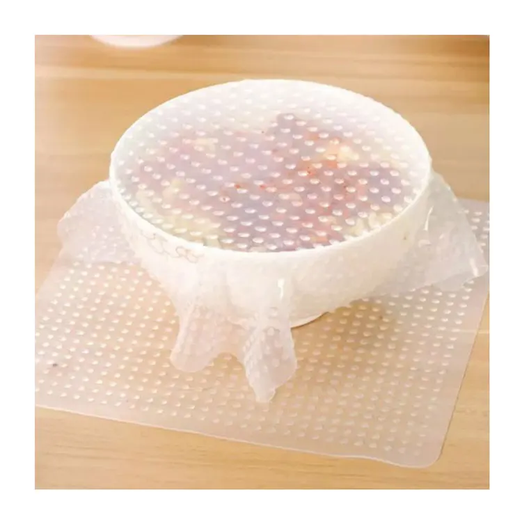 seal vacuum food saran wrap multifunctional food fresh keeping lid stretch Silicone resin Transparent Reusable Food cover