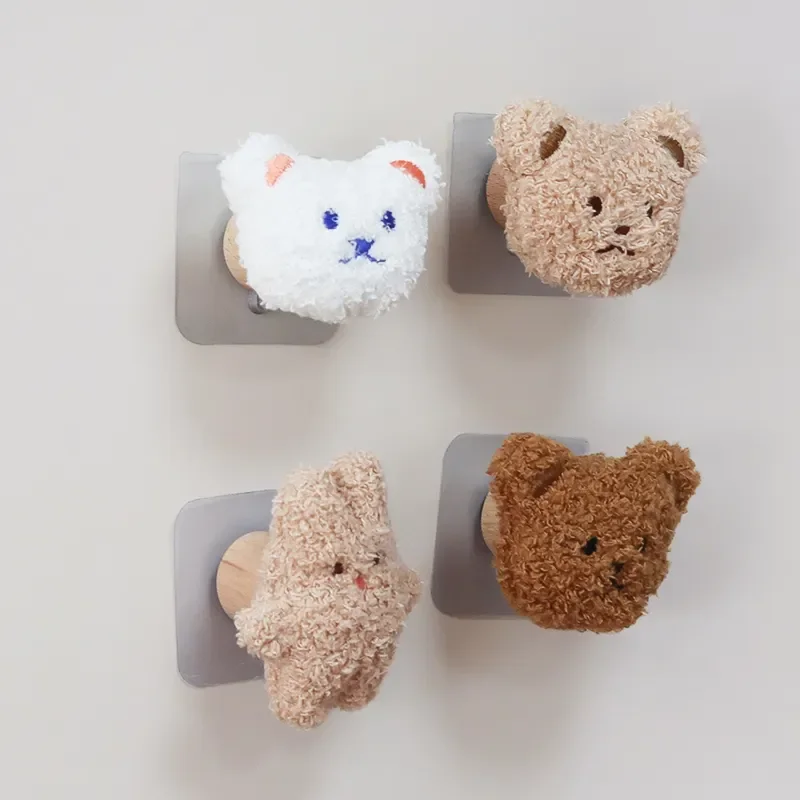 PUSELIFE Worth Buying Adhesive Decorative Cute Animalwall Mount Coat Hook Wood Dot Hook Hanger Wooden Wall Hooks