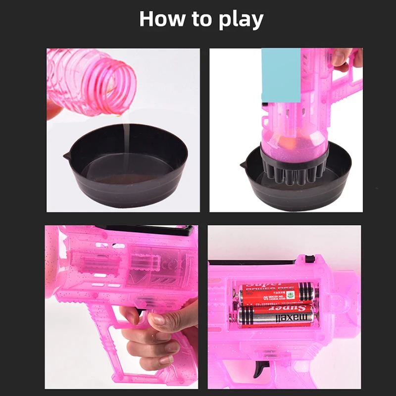 Outdoor Rocket Boom Machine Kids Electric Toy Light Gattling 21 Hole Bubble Gun Shooter