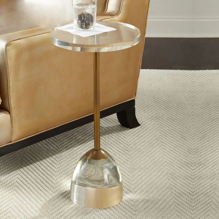 Living Room Furniture Luxury Decorative Round Mini Modern Low Clear Acrylic Coffee Small Side Accent Table