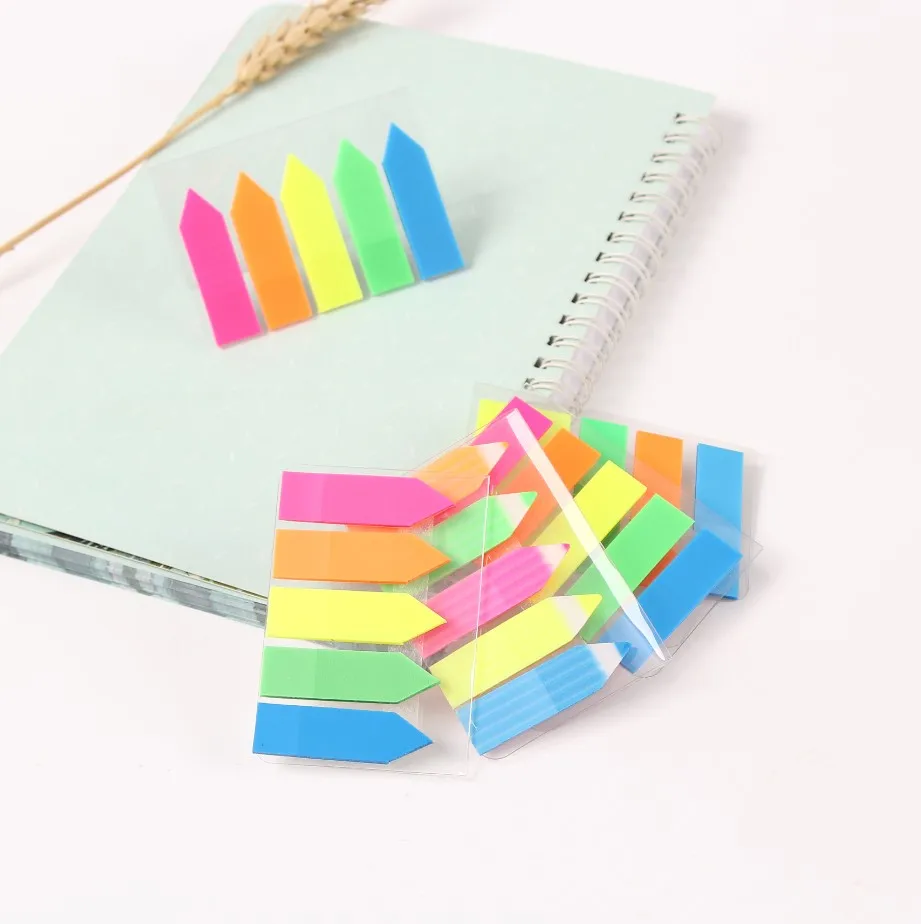 PET Material Self-Adhesive Page Markers Neon Colored Index Tabs Self-Stick mini notas adhesivas Sticky Note