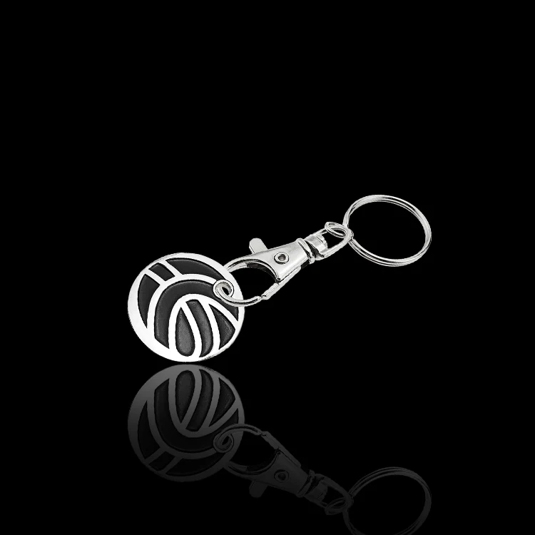 Customized logo shopping cart coin key chain quarter and loonie trolley cart token coin keyring