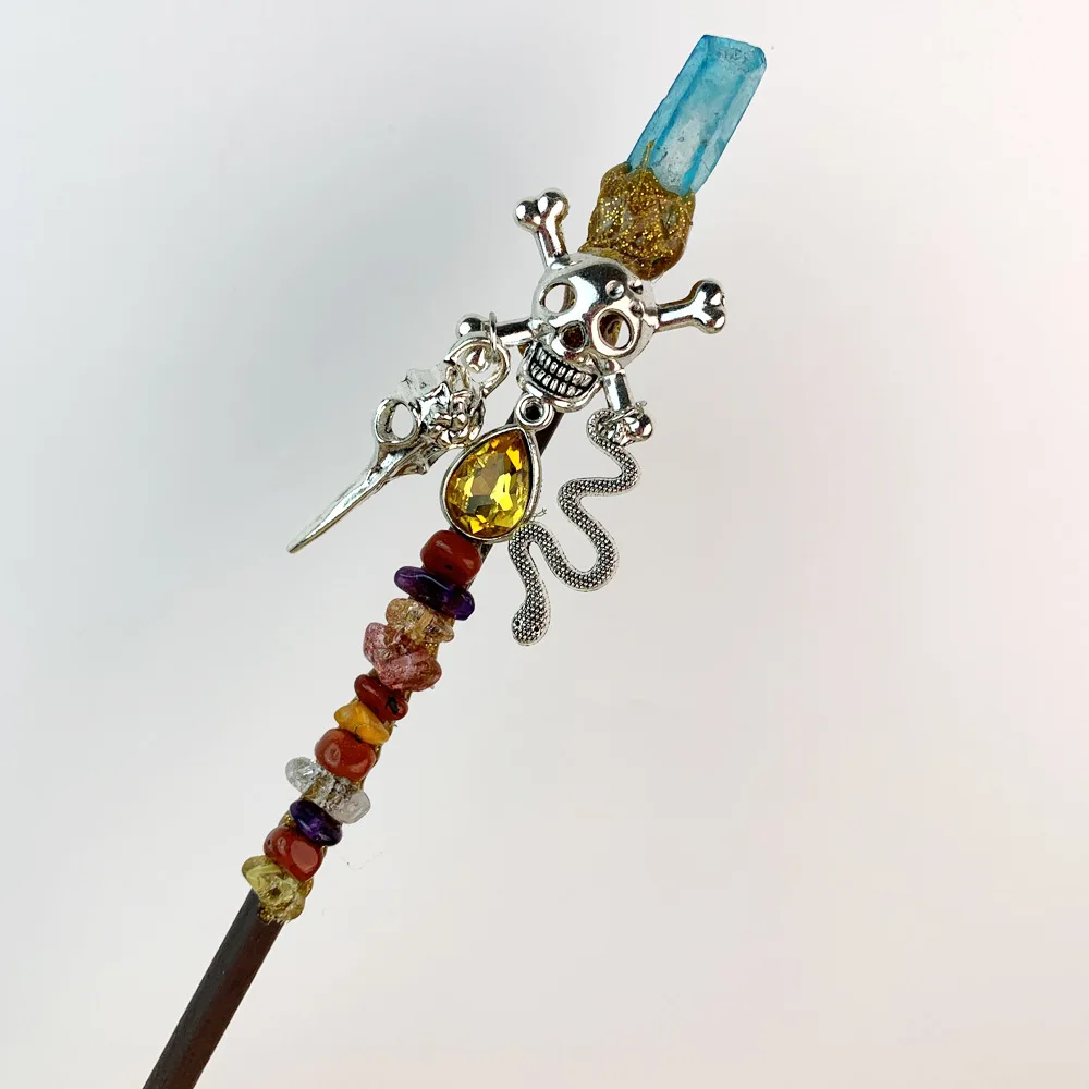 Gemstone Quartz Oval Tumbled Stones Crystal Wand Gold accessories fairy wand prop halloween