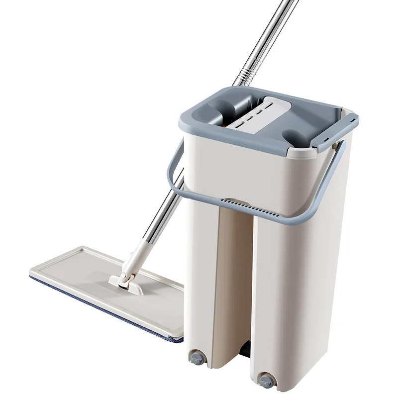DS2574 Hands Free Squeeze Mops for Floor Cleaning Flat Floor Mop and Bucket Mop and Bucket with Wringer Set