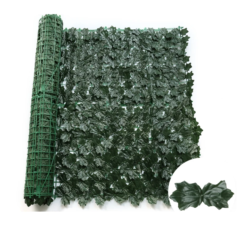 Landscape Wall Cheaper Artificial Green Hedge Privacy Ivy Roll Plastic Leaf Fence Covering