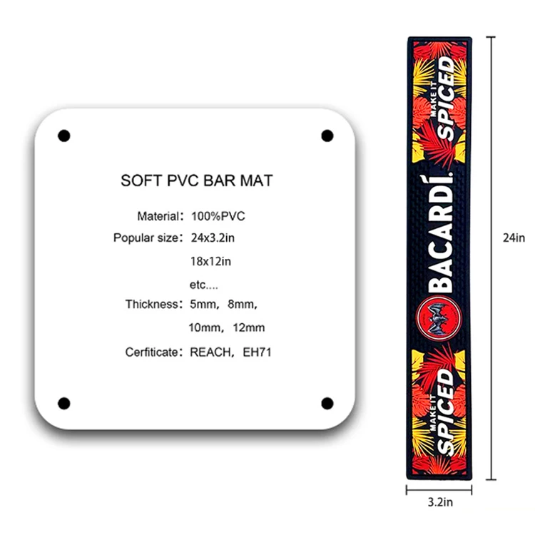High Quality custom logo  bar mat silicone pvc black  jagermeister bar mat