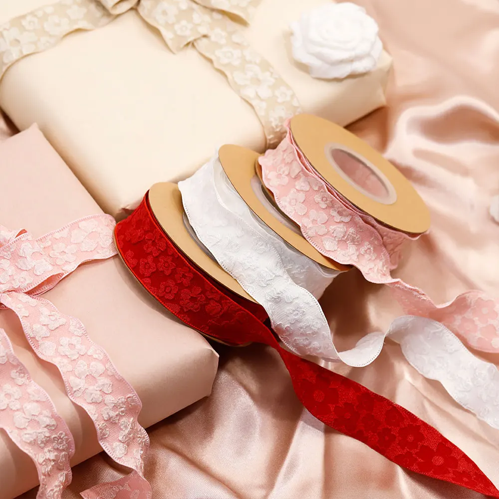 Cake Bouquet Flowers Fishtail Yarn Wrap Linen Wavy Lace Ribbon Lotus Leaf Lace Pleated Ribbon