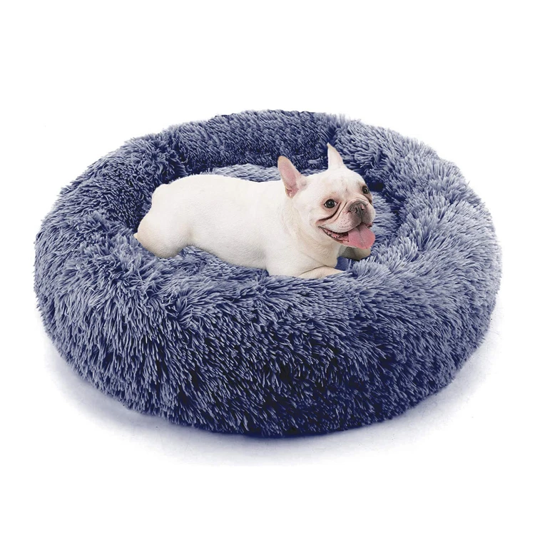Wholesale Washable Faux Fur Washable Round Luxury Large Plush Pet Dog Donut Bed