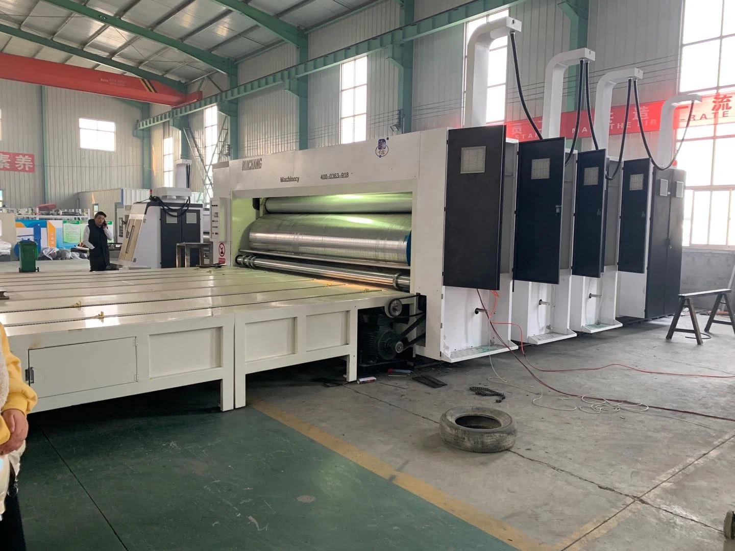 Full Automatic Carton box making 5 colors printer Corrugated Printing Slotting and die cutting creasing machine