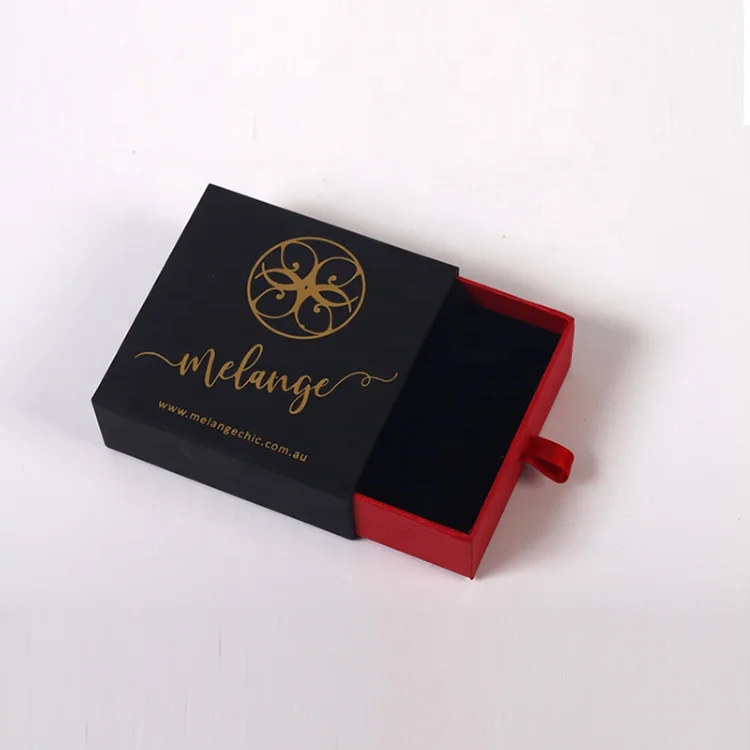 Fashion printing logo jewelry bag magnetic with Sliding Drawer Box Packaging