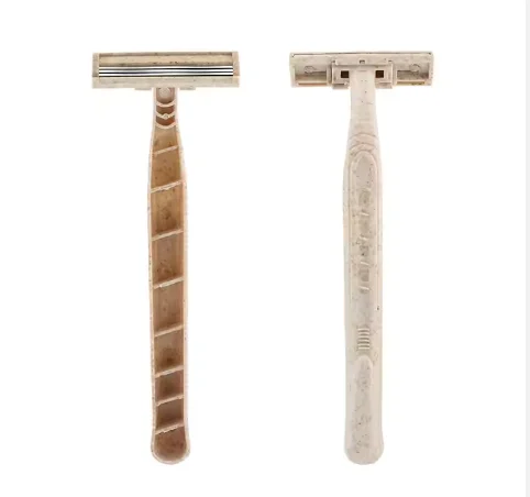 Eco-friendly disposable razor 2 blades shaving razor wheat straw zero waste