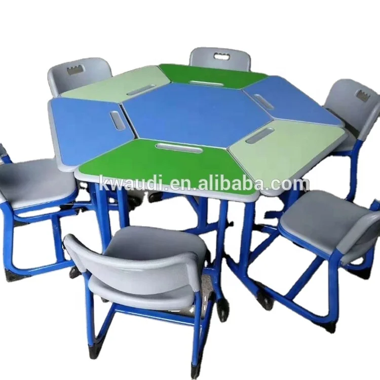 lot of Combination of circle tables and chairs  hexagonal table for school room meeting room