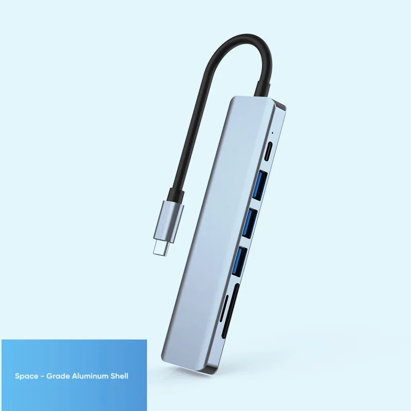 USB 3.0 Aluminum Alloy Thunderbolt 3 Dock 4K Media PD Charger Type-C 7 In 1 Hub