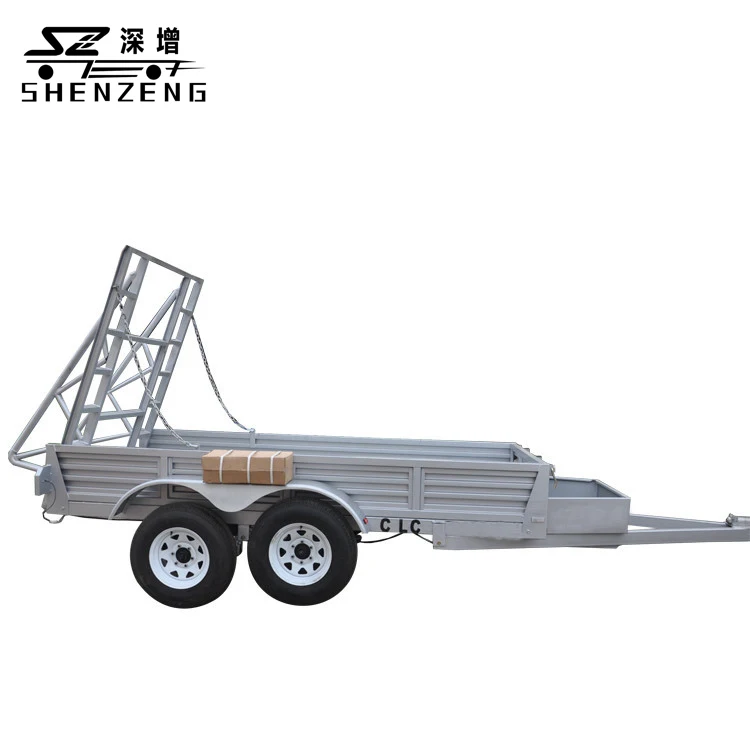 Tandem axle box cage excavator trailer with ramp used for car