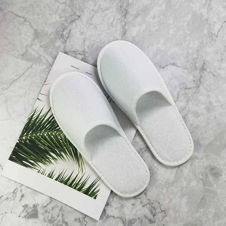High Quality Custom Hotel Disposable Slippers EVA Sole White Slippers For Hotel Spa