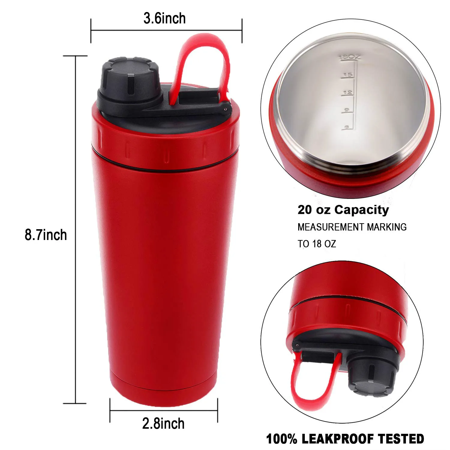 Double wall insulation 304 stainless steel vacuum flask exercise fitness protein shaker bottles water jug