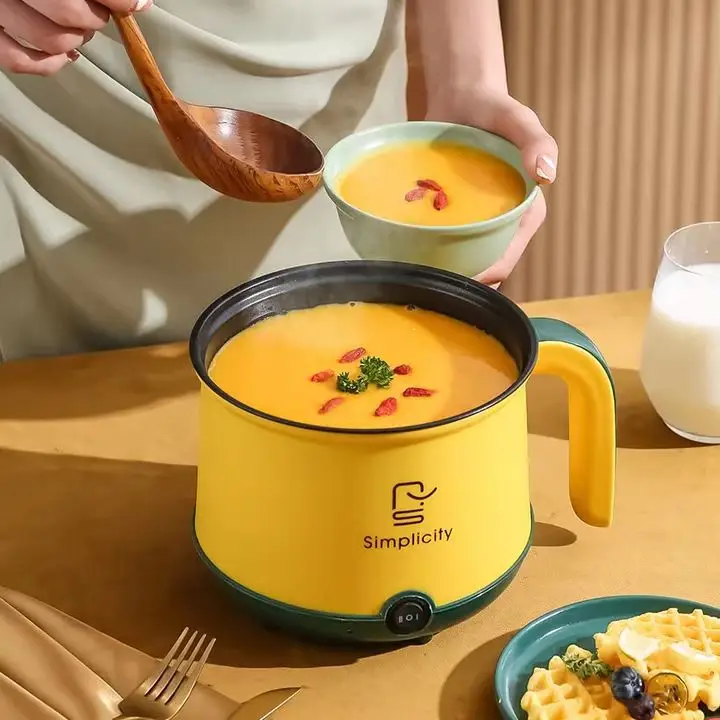 wholesale portable cookware 1.8L electric hot pot stainless steel skillet nonstick pot with steamer