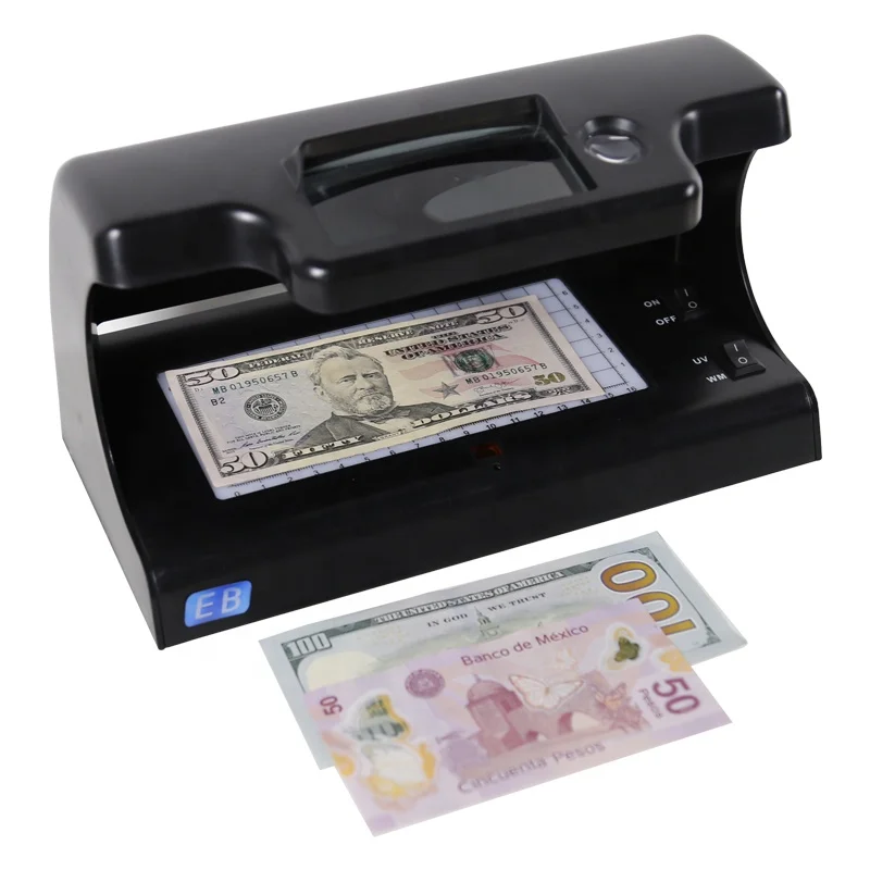 DC-109AB Professional Black Money Detector Machine UV Banknote Counterfeit Tester Magnifying Glass Money Checker Professional