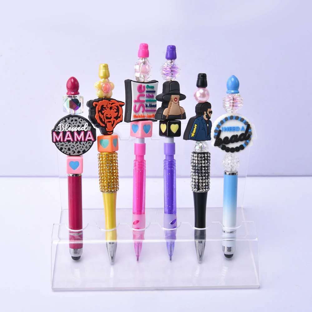 hot selling DIY beaded pen custom pvc cartoon focal charms pen topper for decoration