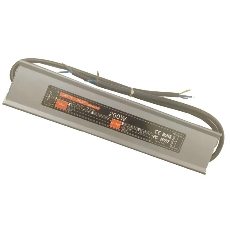 CE FCC RoHS Certificated Constant Voltage Power Supply IP67 12v/24v 200w Led Power Supply