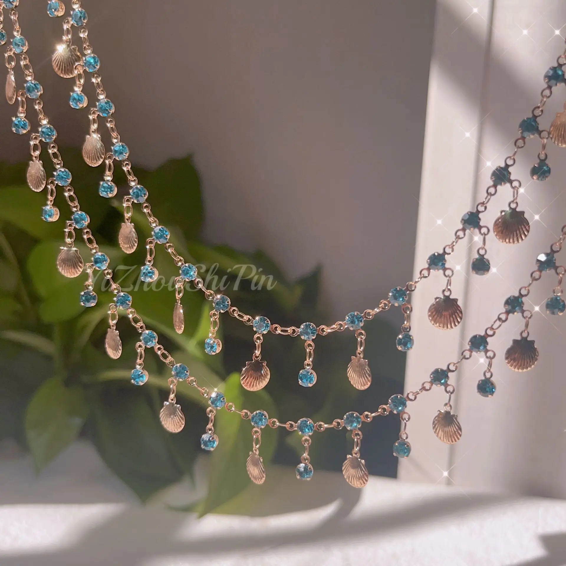 Rawmand Shell Decorative Crystal  Chain for Jewelry Making Zircon Copper Chains for DIY Necklace Ankle Bracelet
