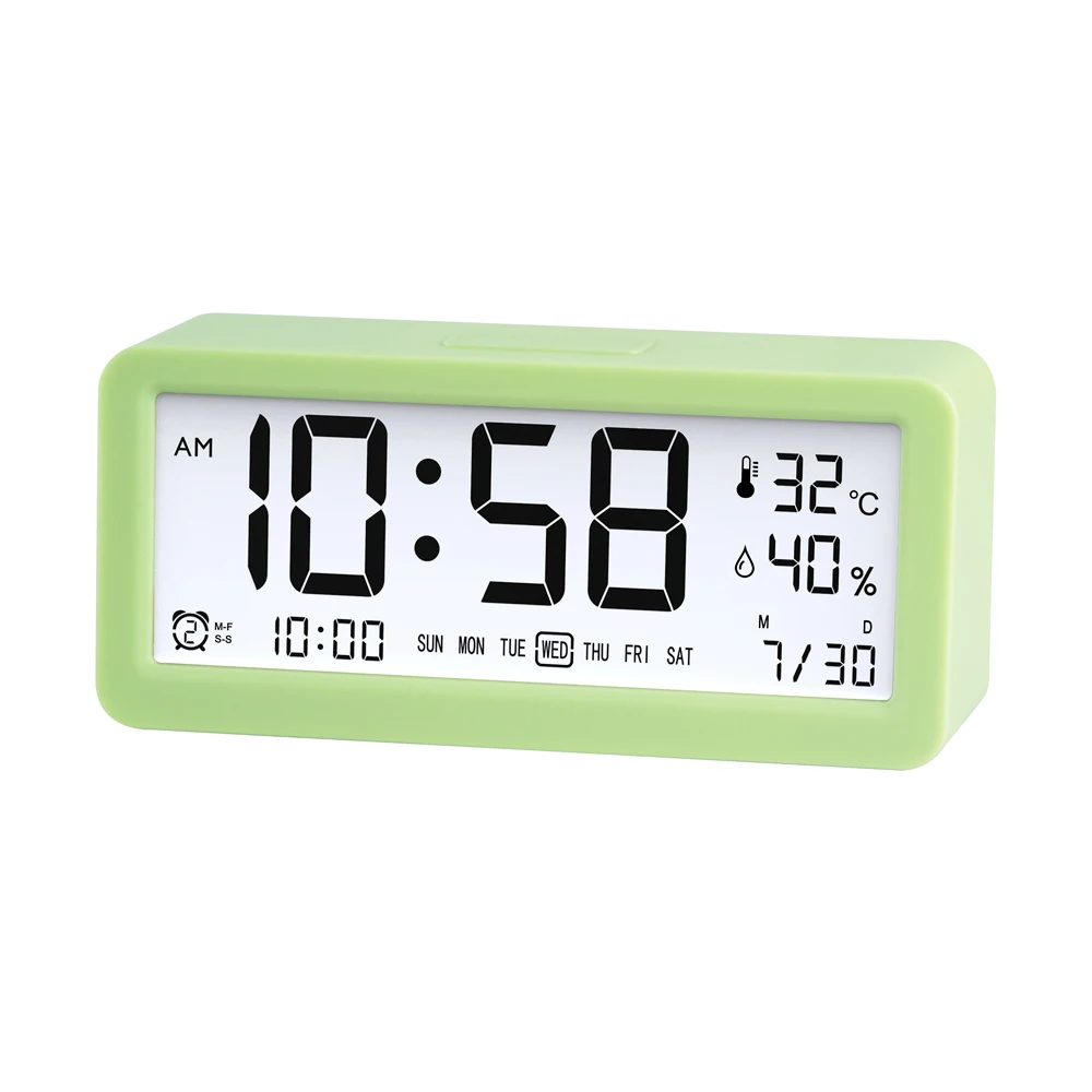 Atomic Large Table Calendar Alarm Clock with 3 Alarms , Indoor Temperature and Humidity ET745A