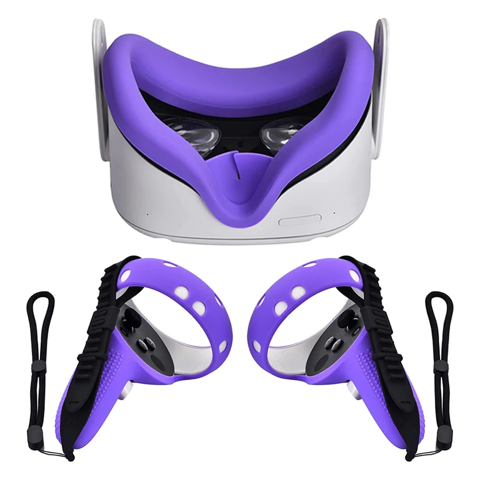 VR Oculus Quest 2 Silicone Cover Kit Set Combination For Quest 2 Eye Mask Pad Controller Grips Cover Replacement