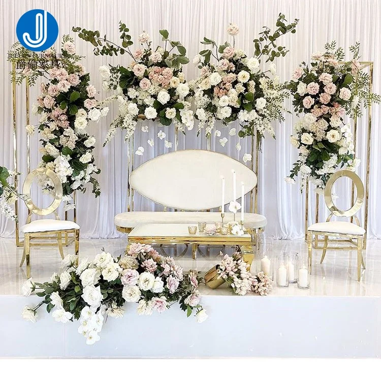 Event lounge furniture wedding sofa bride and groom modern sofa with stainless steel