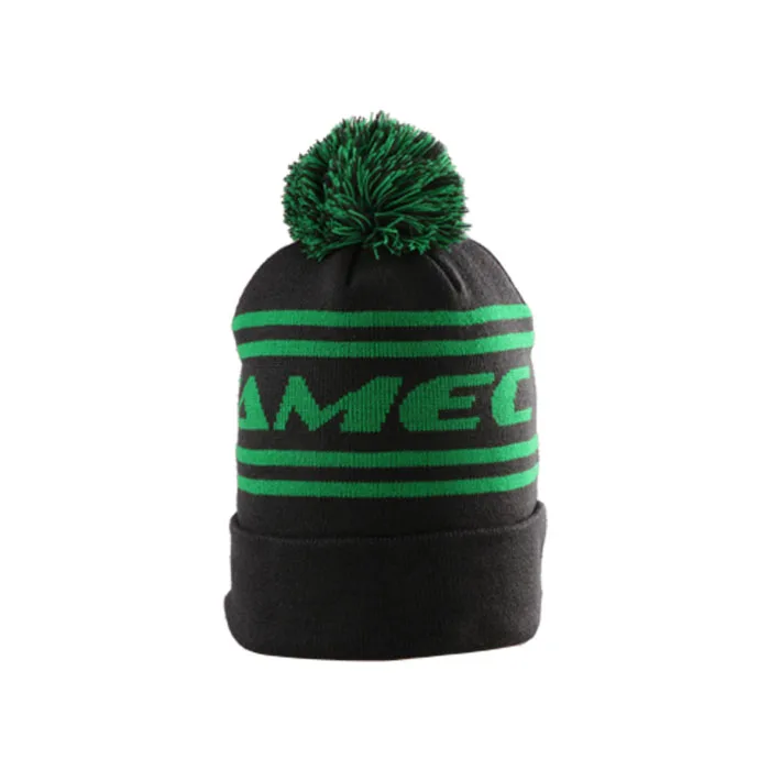 Модная пустая мужская вязаная шапка с помпоном из органического хлопка с логотипом