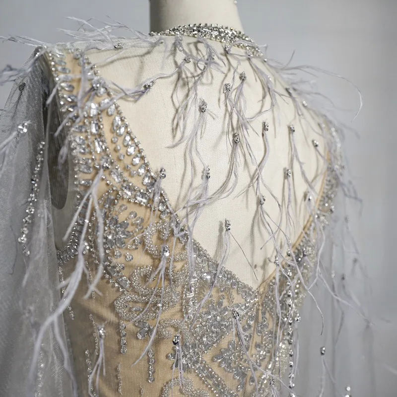 Feather Beaded evening party evening host dresses