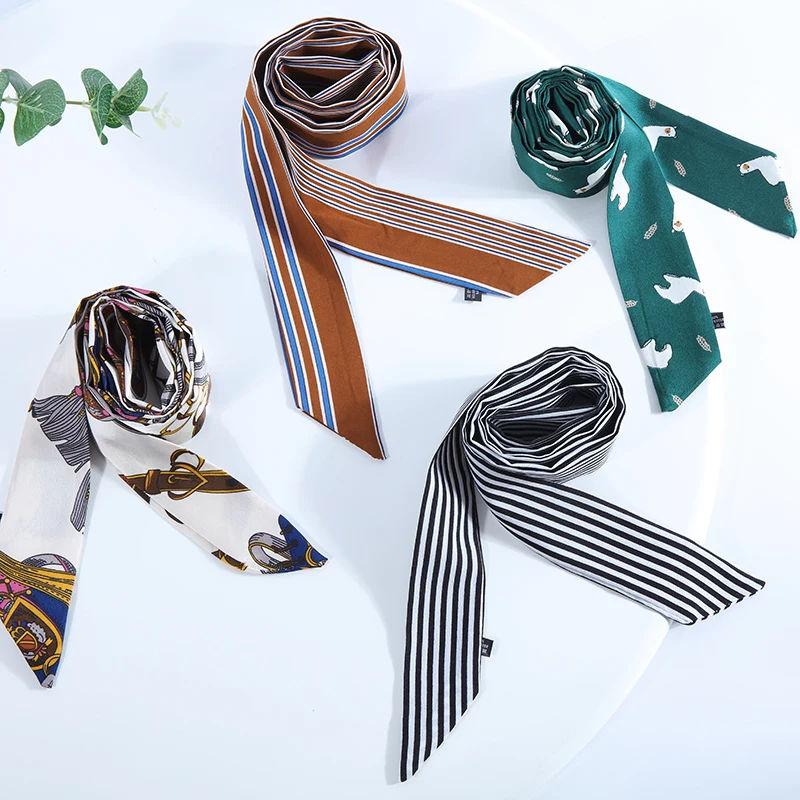 
Wholesale Fashion Printing Long Strip scarf Decorative Silk Scarf 