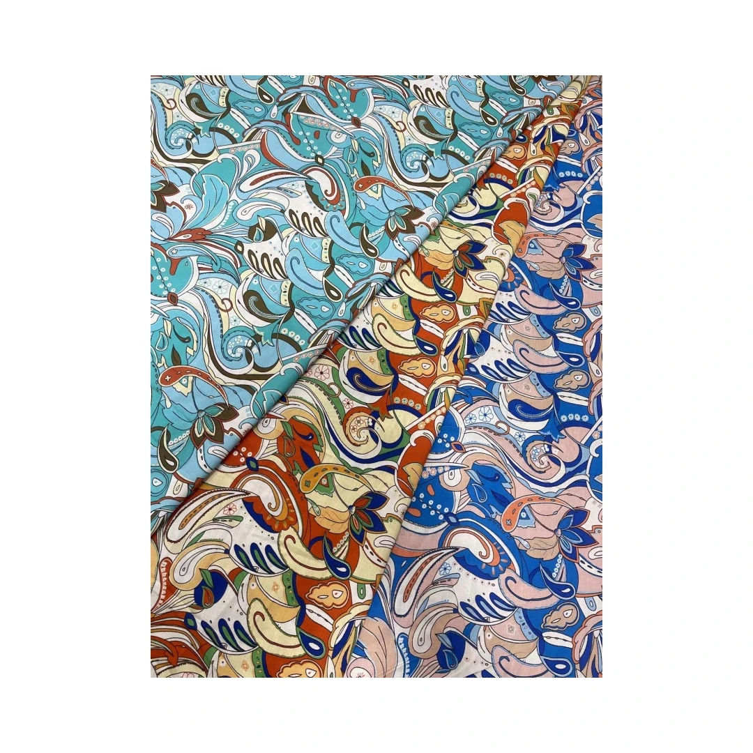 Factory direct selling beautiful samoan fabric tribal print boho 100% rayon slub printed fabric for mumu dress