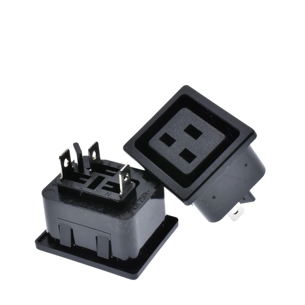 Black CE Copper IEC60320 C19 PDU UPS 3pin AC Power Socket Panel Mount Multiple Power Outlet 16A