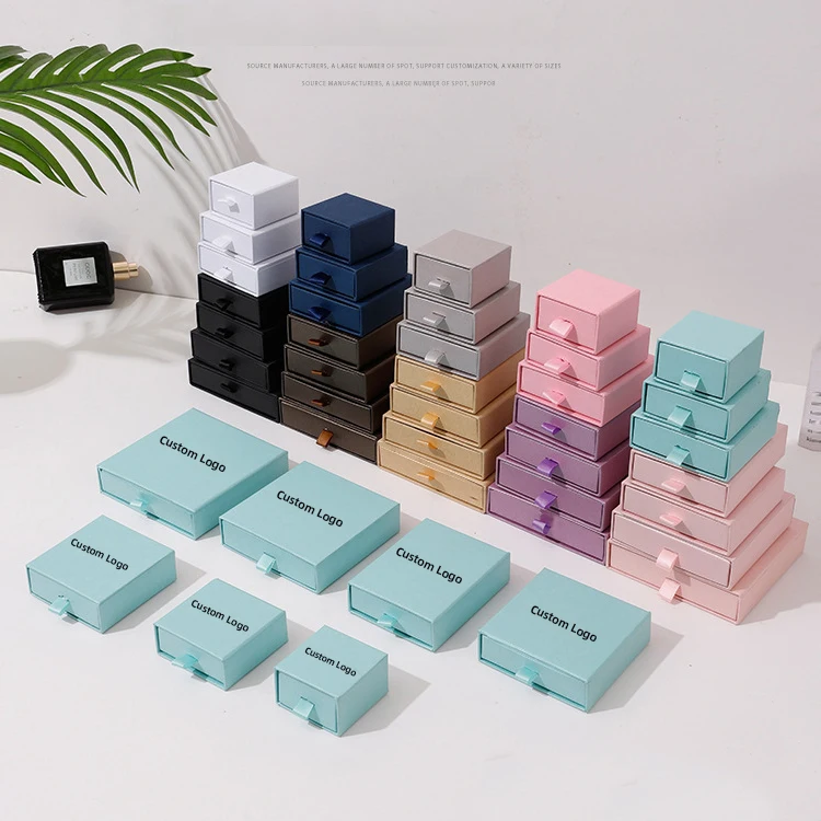 Tongxing Custom Logo Gift Paper Packaging Jewelry Box Cardboard Drawer Sliding Foam Necklace Earring Bracelet Ring Velvet